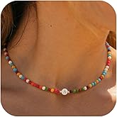 GRCLD Beaded Initial Necklaces for Women Dainty Colorful Letter Choker Charm Necklace Personalized Handmade Trendy Stuff Cute Bohemian Jewelry Gifts for Her
