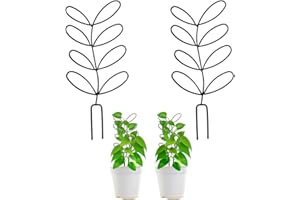 LucyPhy 2Pack 12.4inch Trellis for Potted Plants Mini Garden Trellis Stackable House Plant Trellis DIY Climbing Trellis Flower Pots Supports for Garden Potted Plant,Metal Wire Leaf Shape (Type B)