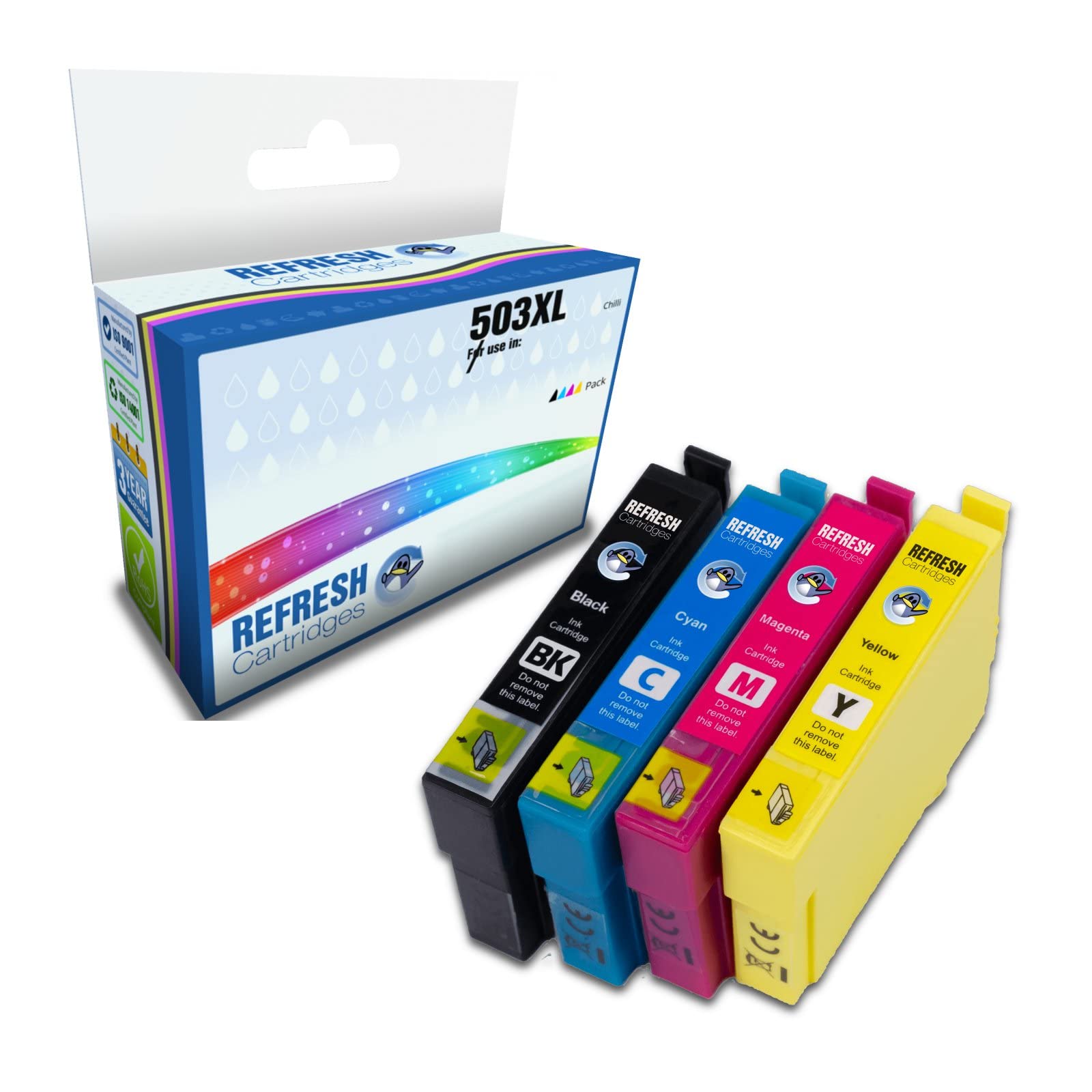 Everyday Valuepack of 4x Remanufactured 503XL (C13T09R64010) High Capacity Ink Cartridge Replacements for Epson Printers
