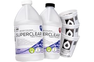 Table Top Epoxy Resin Superclear 1 Gallon | 128 oz Cup Kit, Anti-Yellow Highest UV Impact Resistance, Food Grade Safe, Ultra Crystal Clear Gloss, Bubble Free, Bar & Surface Coat, Tumblers, Wood, DIY