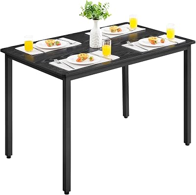VASAGLE Dining Table 70 x 110 cm Industrial Ebony Black Ink Black KDT081B02