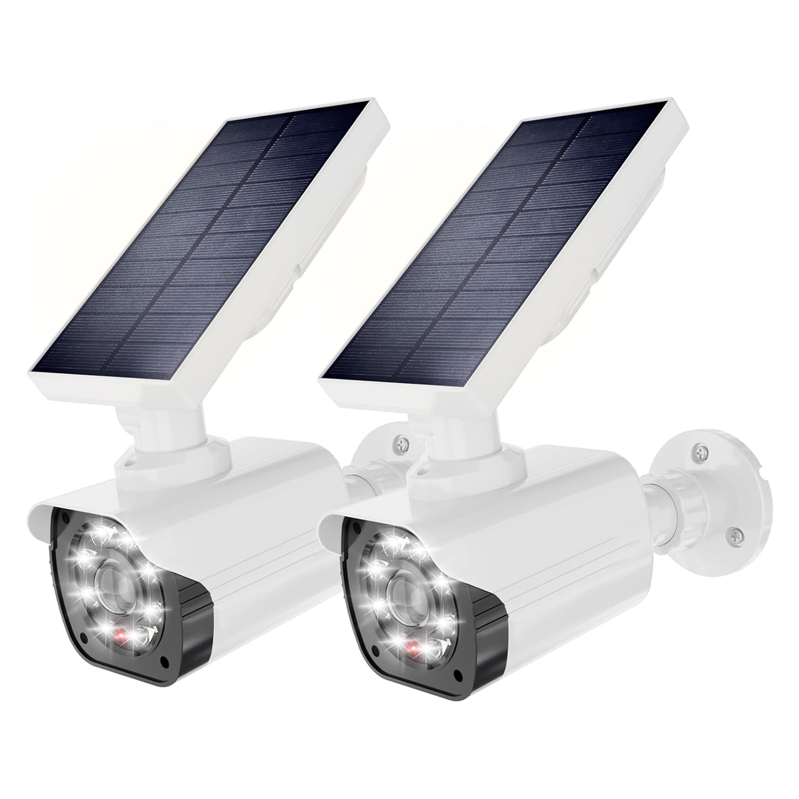 Photo 1 of WALI Dummy Fake Camera, Security Camera with Motion Sensor Light, Simulated Surveillance Security CCTV Dome Cameras Indoor Outdoor (TCW2-SOL), 2 Packs, White-Solar
