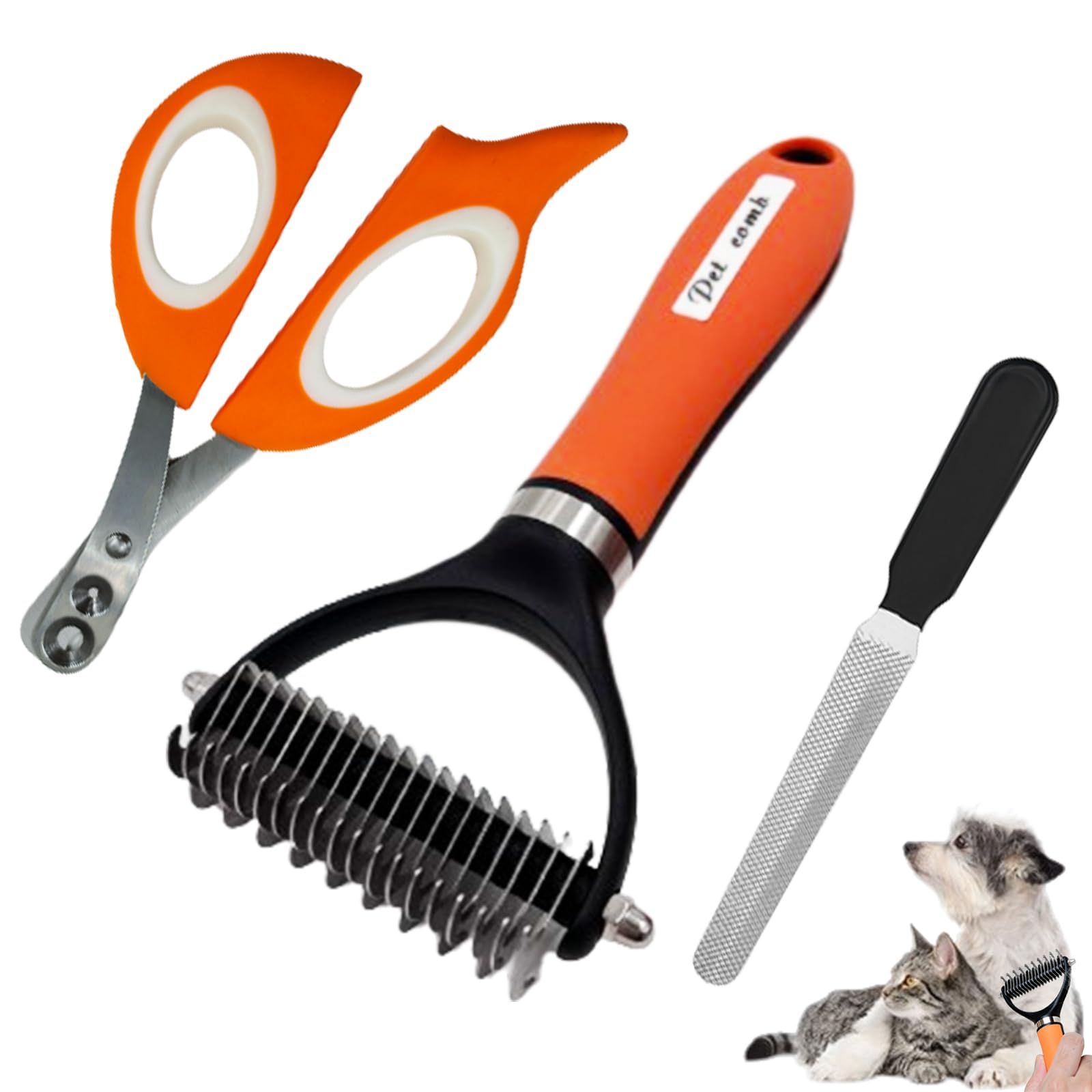 Duuclume Pet Grooming Set, Professional Dog & Cat Dematting Comb for Shedding for Long & Short Haired, Dog & Cat Nail Clippers & Trimmers for Beginners, Pet Grooming Tool for Puppy & Kitten