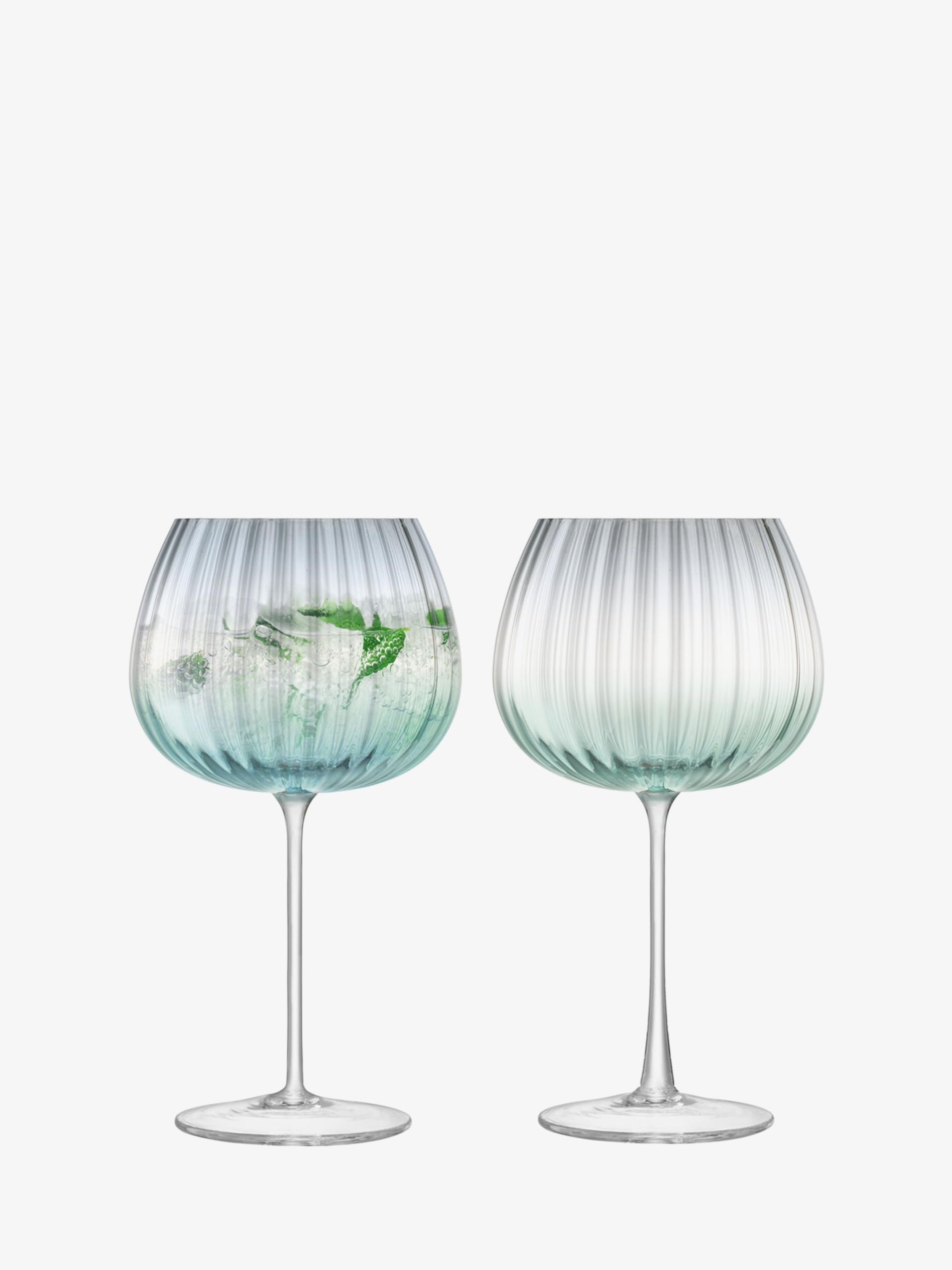 LSA International Dusk Balloon Goblet 650 ml Green/Grey | Set of 2 | Mouthblown and Handmade Glass | DU03