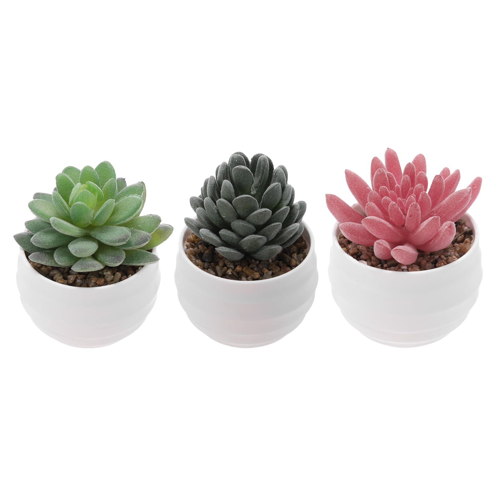 PATIKIL Artificial Succulents Set, 3Pcs Artificial Succulents Plant Fake Faux Flower in Round Pots for Garden Home Desk Decorations Arrangement Craft, Colored
