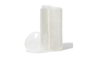 TOSSWARE NATURAL Flat Sip Lid Set of 50 - Plant Based 98mm Lids for Cold Cups - Plastic Alternative Clear Lids - Only Compatible with TOSSWARE NATURAL 98mm Cups