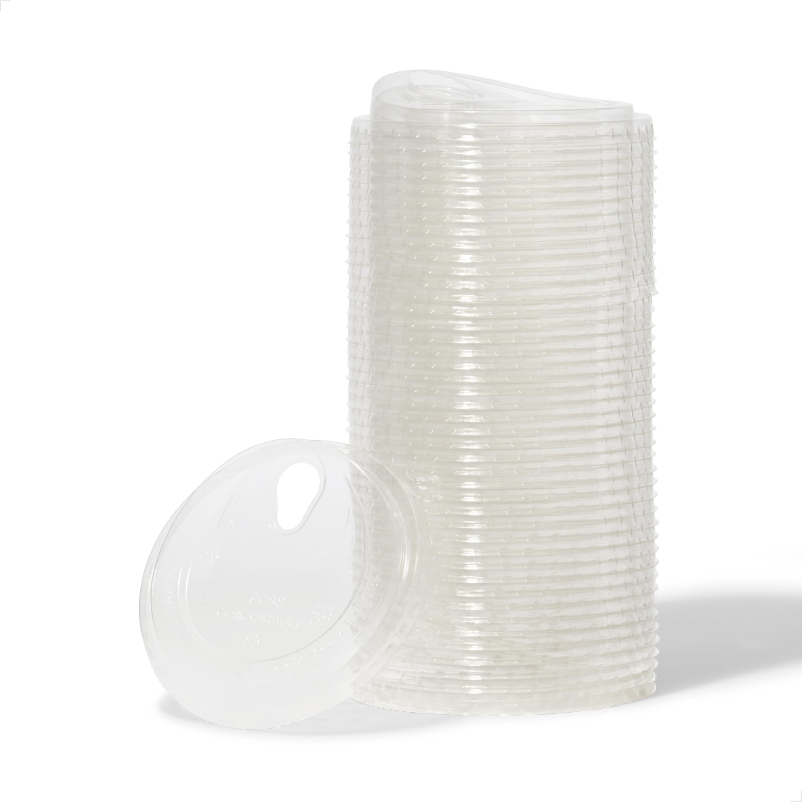 Photo 1 of TOSSWARE NATURAL Flat Sip Lid Set of 50 - Plant Based 98mm Lids for Cold Cups - Plastic Alternative Clear Lids - Only Compatible with TOSSWARE NATURAL 98mm Cups