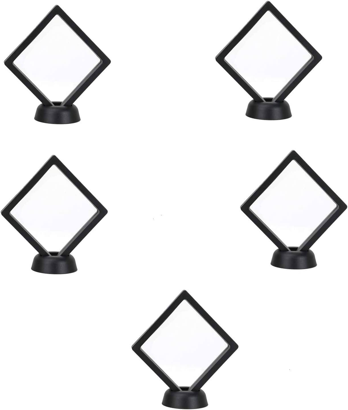 Pomeat 5 Pack Black Floating Display Frame Challenge Coin Gemstones 3D Display Stand Box Coin Gemstone Jewelry Specimen Show Case