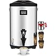 Insulated Beverage Dispenser 2.2 Gallon - Thermal Hot Beverage Dispenser, Hot and Cold Drink Dispenser with Spigot for Hot Water Coffee Chocolate Tea Cold Milk Cocoa, Silver (Non-electric)