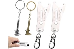 DVVSAV 2PCS Bolt Size Finder Keychain, Thread Checker Keychain, Precision Metric and SAE Thread Size Checker Tool, Nut and Bolt Sizer with Vernier Caliper for Fast Hand Accurate Measurement