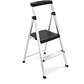 Rubbermaid 2-Step Folding Steel Step Stool, Sturdy &amp; Lightweight,Silver | Folding steel stool for renters and homeowners reaching pantry shelves, closets and garage storage safely around the house.