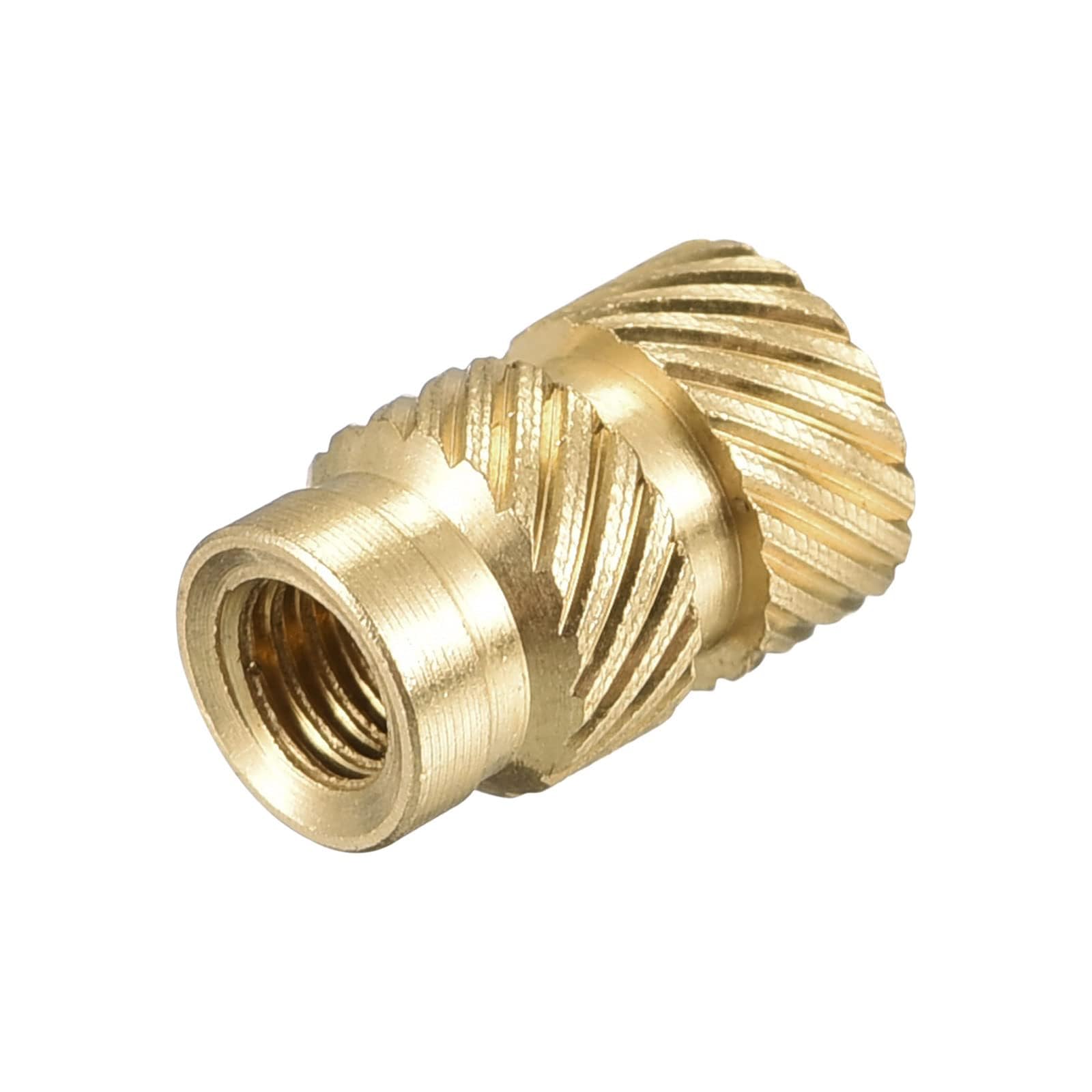 TOP-VIGOR 60Pcs M3 Threaded Knurled Insert Nuts, M3 x 10mm x 5mm OD 3D Printing Brass Nuts, Female Threaded Inserts Brass Heat Set Insert Embedment Nut for 3D Printing