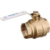 Watts 2" Lead-Free Brass Full Port Ball Valve Female Threaded 2-Piece | Copper Silicon Alloy Body Chrome-Plated Brass Ball PTFE Seat 600 Psi WOG Blowout-Proof Stem and Steel Handle Steel Handle
