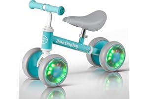 AMAZINGJOY Balance Bike for 1 Year Old Boys Girls Colorful Lighting Baby Balance Bike Toys First Ride on Toys 10-24 Month Toddler 12-24 Month First Bike Infant Birthday Gift Baby Walker Bike with Adjustable Seat
