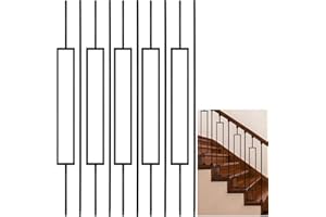 Vilstomes Wrought Iron Balusters, 10 Pack Metal Deck Spindles, 1/2" Deck Balusters Hollow Iron Spindles, Staircase Baluster (5 Single Rectangle + 5 Straight)