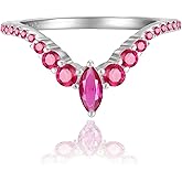 STARCHENIE Wedding Band for Women 925 Sterling Silver Eternity Stackable Rings Marquise & Round Cut CZ V Shape Stacking Engagement Ring Size 5-10