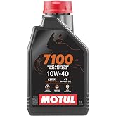 Motul 7100 4T 10W-40 Full Synthetic Motorcycle Oil - Ester Technology - API SP JASO MA2 Wet Clutch Safe - Engine and Gearbox Protection for Street Sport Adventure 1L