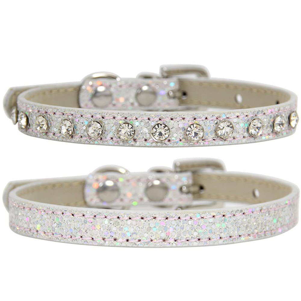 Cat Collar, 2 PS Glitter Fabric Cat Collar with Diamonds, Adjustable Puppy Collar, Sparkling Collar for Dogs and Cats — image 1