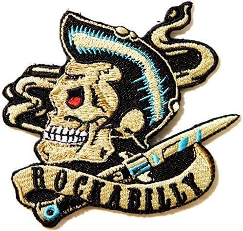 3.5" x 3"Rockabilly Pocket Knife Old School Rocks N Roll Logo biker Hog Outlaw motorcycle leather jackets custom patches