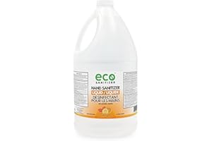 Eco Bulk Hand Sanitizer Liquid, 4 Litres, Citrus Scented Sanitizer, 80% Alcohol, Plant-Based, Made in Canada, Bulk Sanitizer 