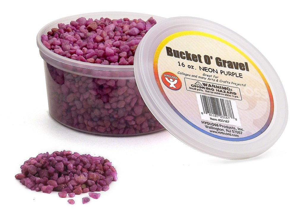 Hygloss Products Mini Stones For Art Projects-Bucket O' Gravel, Neon Purple, 1 lb, Plastic Paper