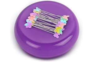 Oukitoymer Magnetic Pin Cushion with 100pcs Butterfly Head Straight Pins, Bobby Pin Holder for Sewing, Magnet Needle Cushion, Paper Clip Collector, Secure Pin Storager, Sewing & Quilting Accessories