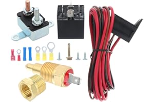 AINTIER 175-185 Degree Electric Fan Wiring Kit Cooling Fan Thermostat Kit Temp Sensor Temperature Switch 40 50 60 amp Relay Kit