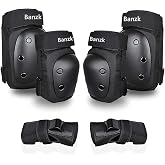 Banzk Adult Knee Pads Elbow Pads Wrist Guards for Adult Kids 6 in 1 Protective Gear Set for Skateboarding Biking Roller Skating Cycling Outdoor Sports
