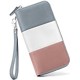 Moflycom Womens Wallet RFID Blocking Genuine Leather Multi Credit Card Large Capacity Zip Around Clutch Travel Purse Wristlet