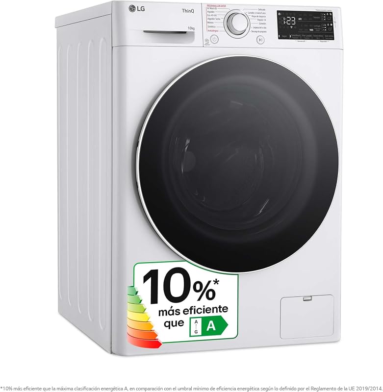Lg f4wr5510a0w - máquina de lavar inteligente, 10kg, ai direct drive, 1400rpm, carregamento frontal, turbowash 360º, vapor, classe a, série 550, branco