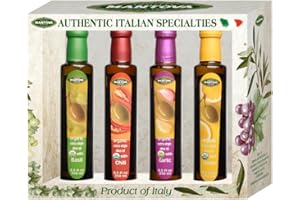 Mantova Organic Flavored Extra Virgin Olive Oil Variety Pack – Garlic, Basil, Chili, and Lemon (8.5 oz Bottles, Pack of 4) – Perfect for Cooking, Dressing, and a Great Gift Item
