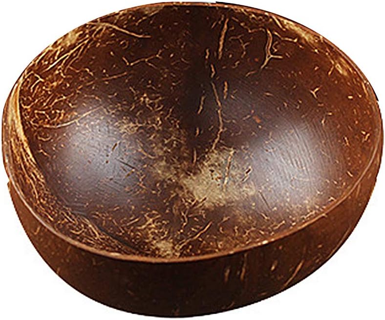 shlutesoy Coconut Shell Bowl Spoon Craft Fruit Salad Noodle Rice Food Container Decoration Brown Bowl Only