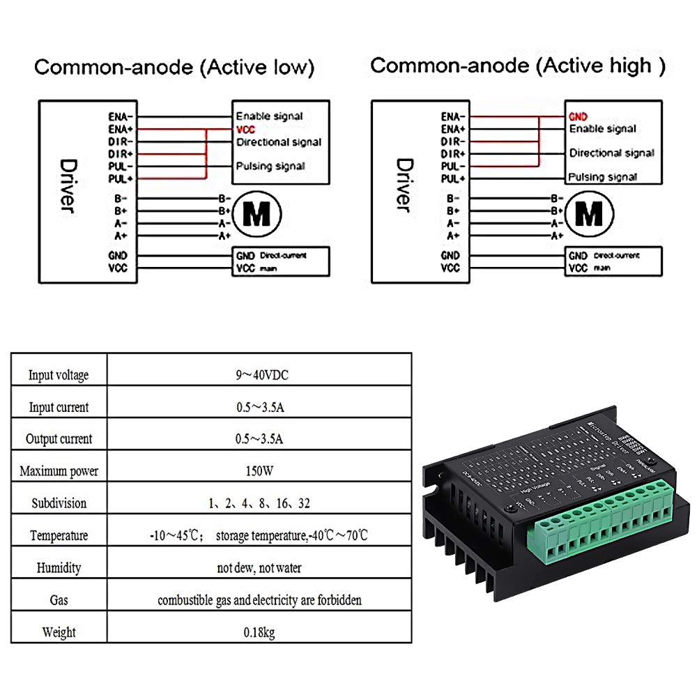 4PCS TB6600 4A 9-42V Stepper Motor Driver Controller tb6600 32 Segments 2/4 Phase Hybrid Stepper Motor Driver Board - Image 3