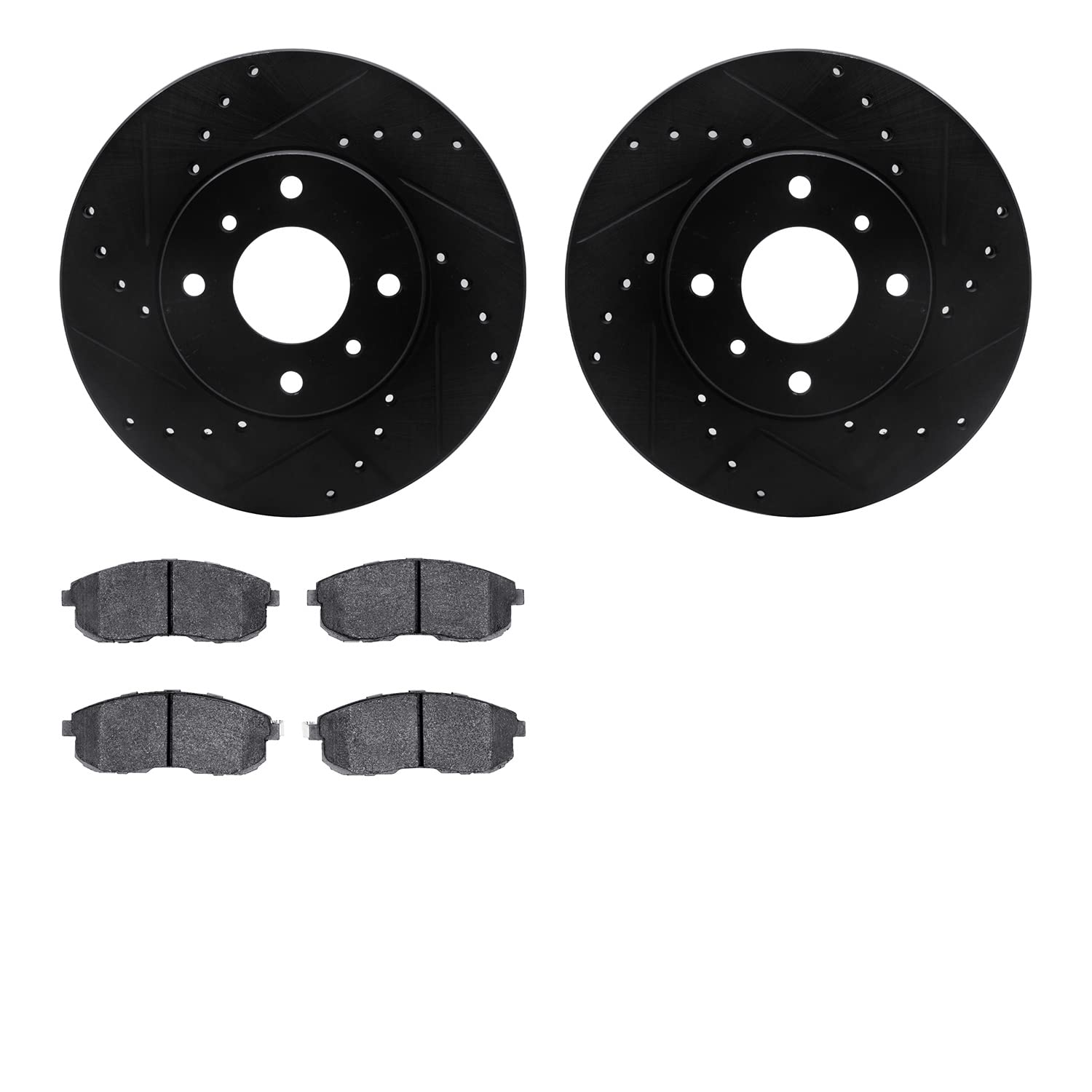 Photo 1 of Dynamic Friction Company Front Brake Rotors-Drilled and Slotted-Black with 5000 Advanced Brake Pads 8502-67035