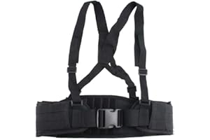FAMI Tactical Battle Combat Airsoft Padded Equipment Molle Waist Belt with Adjustable Suspenders Free Straps