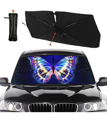Parasol Plegable Para Parabrisas De Automóvil, Diseño De Mariposas Azules Y Doradas, Bloquea Los Rayos UV, Protección Solar Contra El Calor Para Automóvil, Camión, SUV, Para Mantener Tu Vehículo