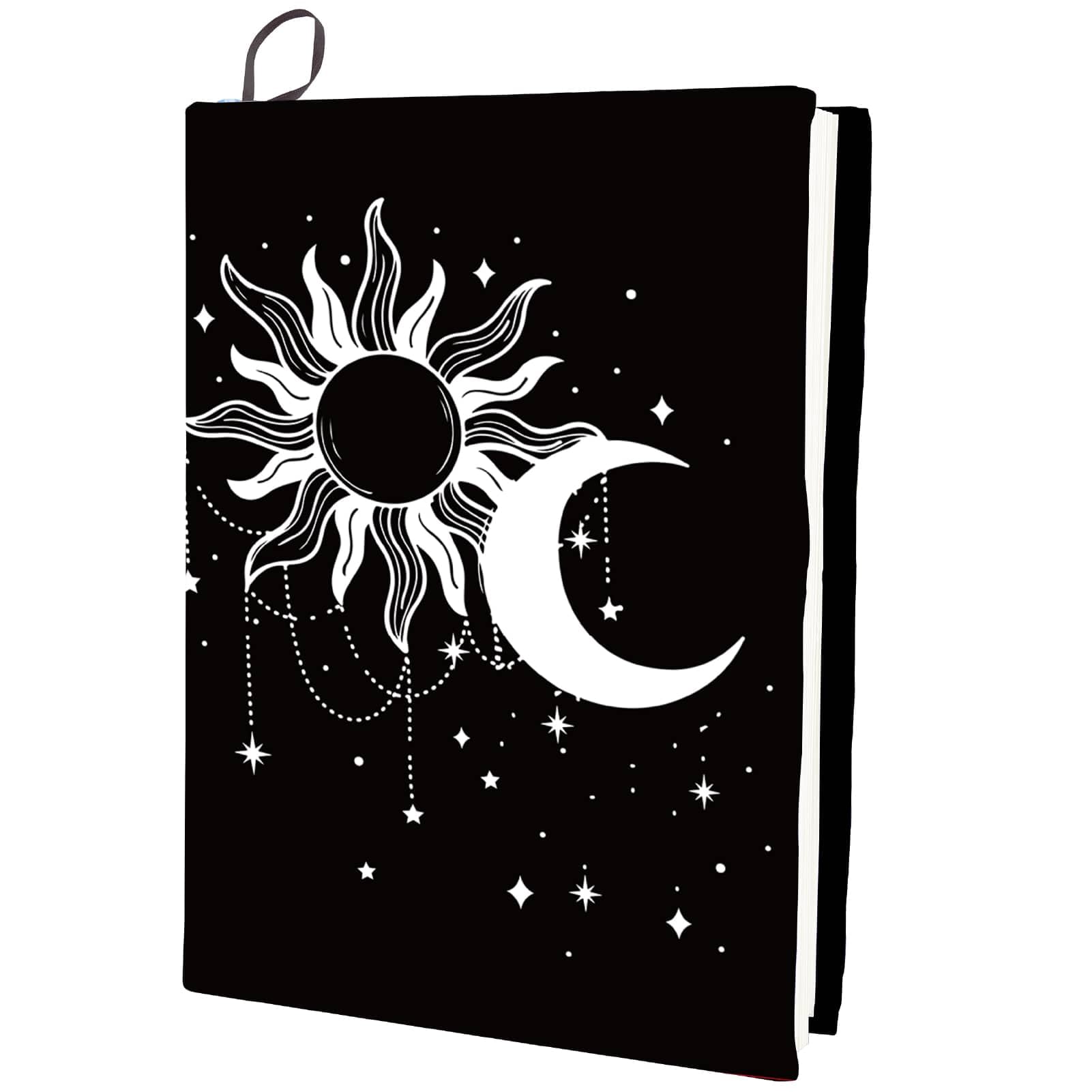 CRASPIRE Moon Sun Stretchable Book Cover Star Washable Reusable Large Nylon Cloth Polyester Book Protector Elastic Notebook Wraps Suitable for Most Hardcover Books Students Classroom