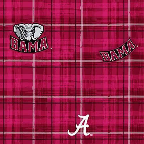 University of Alabama Plaid on Crimson Cotton Fabric, Crimson & White - Sold By the Yard by Sykel