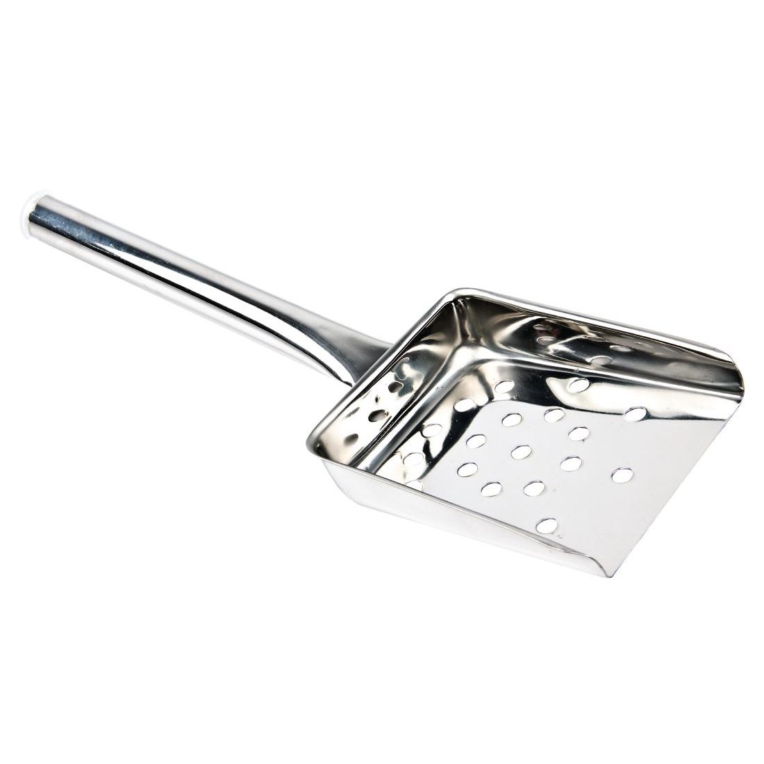 Vogue Tubular Handled Chip Scoop, Stainless Steel, Size: 25.5 cm/10(L)inch, Perforated Scoop, Hot Chip Scoop, Dishwasher Safe