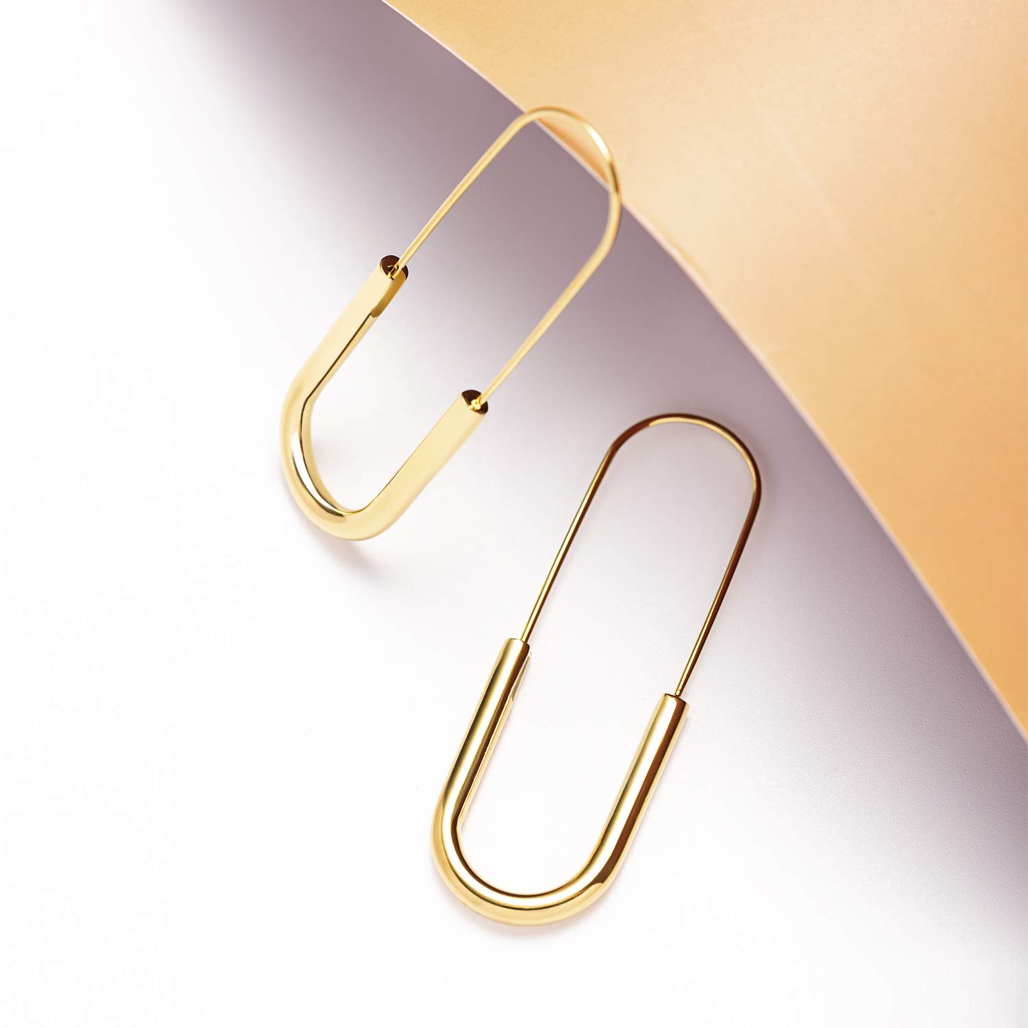 Pin Earrings Hoop: Minimalist Hypoallergenic Gold Plated Fashion Trendy Jewelry for Women