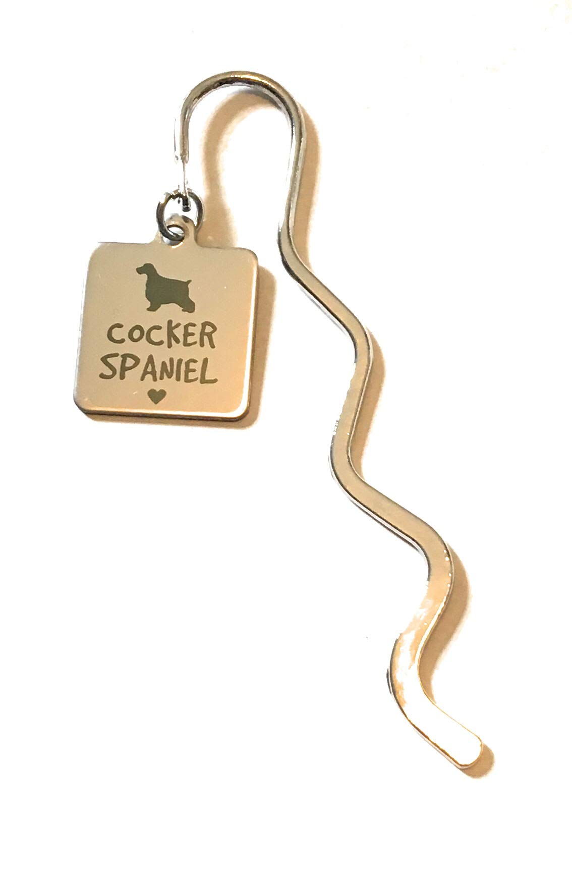 FizzyButton Gifts Cocker Spaniel Dog Puppy Stainless Steel Charm mini Bookmark in Gift Bag