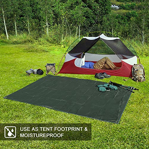 OUTAD Waterproof Camping Tarp Tent Footprint Mutifunctional Groundsheet Picnic and Beach Mat with Drawstring Carrying Bag Dark Green