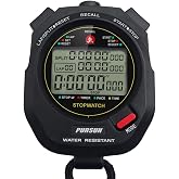 Sport Stopwatch Timer with 100X2laps Split Memory/0.001second Timing,Professional Recall Stop Watch Large Display Alarm Clock Multifunctional for Coach Referee Swimming Running Marathon Competition