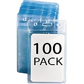 100pack Name Badge Holders Name Tag Holder Clear Plastic Badge Holder ID Holders for Lanyard (100Pcs Vertical)