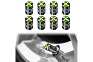 8-Pack Black Jamaica Flag Valve Stem Caps – Bold and Durable Tire Valve Covers for Cars, Trucks, SUVs, and Motorcycles