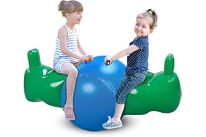 Bundaloo Inflatable Seesaw Rocker - Indoor & Outdoor Rocking Toy for Children - Thick PVC, Safety Handles, Back Rest - Fun See Saw Riding Playset for Playgrounds, Backyard, Garden, Kids Room