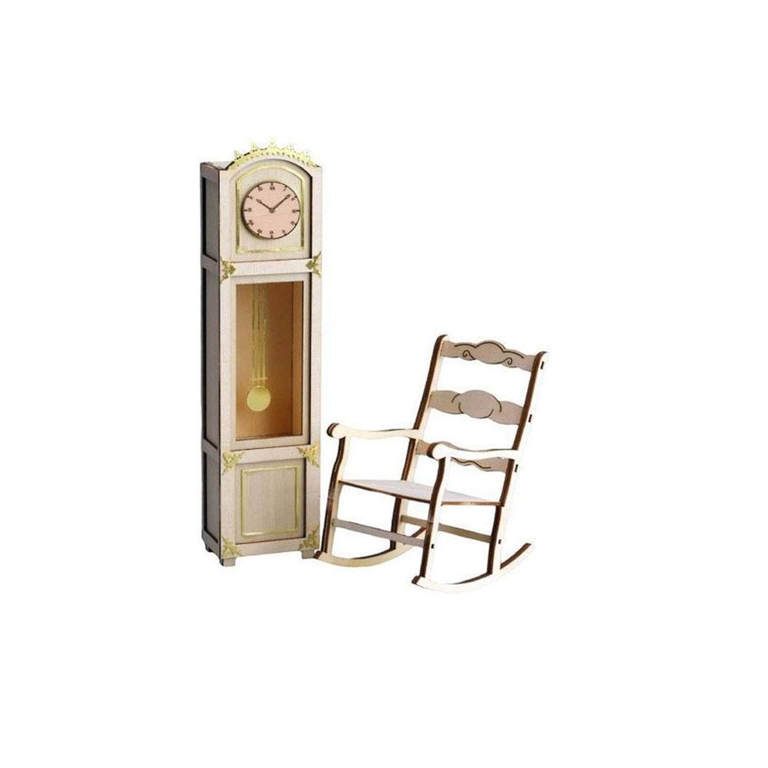 Artesanía Latina 30201 Grandfather's Clock with Brass Decoration/Rocking Chair