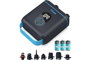 TOPUMP Paddle Board Electric Pump TPS260-20PSI Portable Rechargeable SUP Air Pump, Dual Stage Inflation & Deflation, Auto-Off for Stand Up Paddle Boards, Boats, Kayaks and Tent