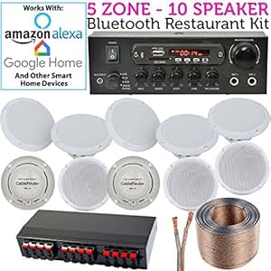 10 x Altavoces, 5 zonas, música Kit - Altavoces para el techo blanco