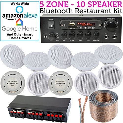 Smart Home 5 Zone Bluetooth Speaker Kit 10x Moisture Resistant